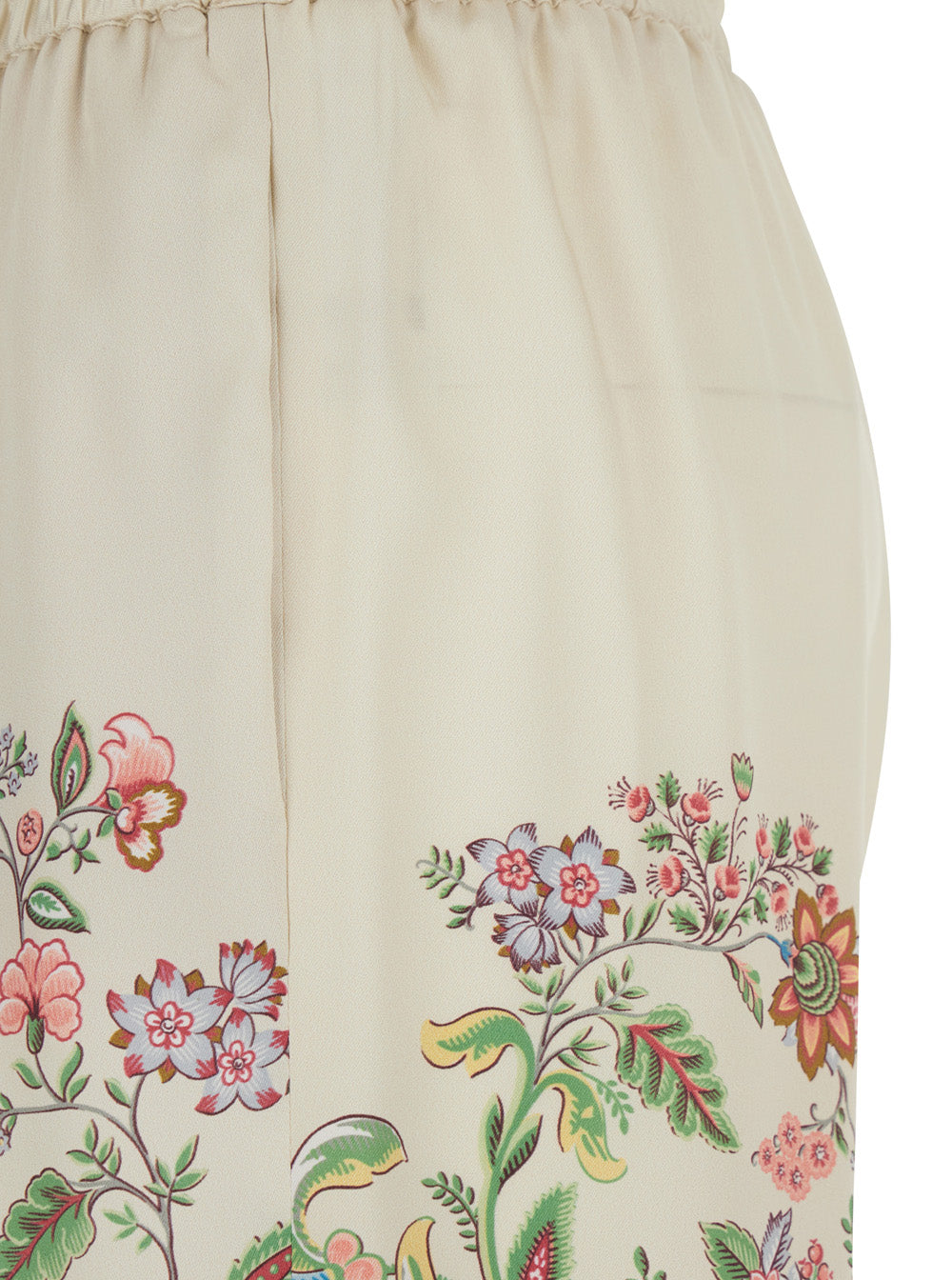 Etro Women White Pants With Elastic Drawstring Waist And All-Over Floral Print In Tech Fabric Woman ETRO