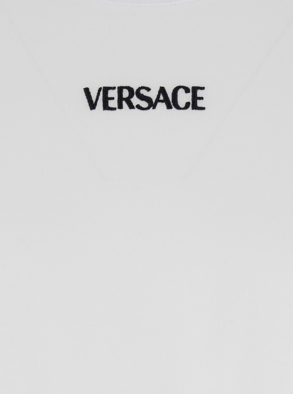Versace Men White T-Shirt With Lettering Logo On The Front In Cotton Man VERSACE