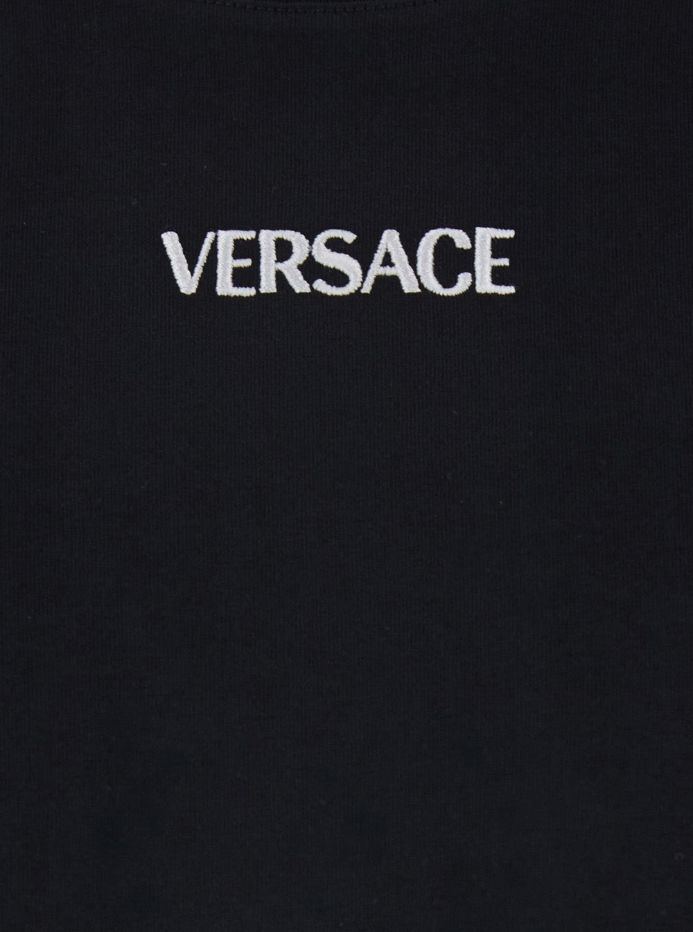 Versace Men Black T-Shirt With Lettering Logo On The Front In Cotton Man VERSACE