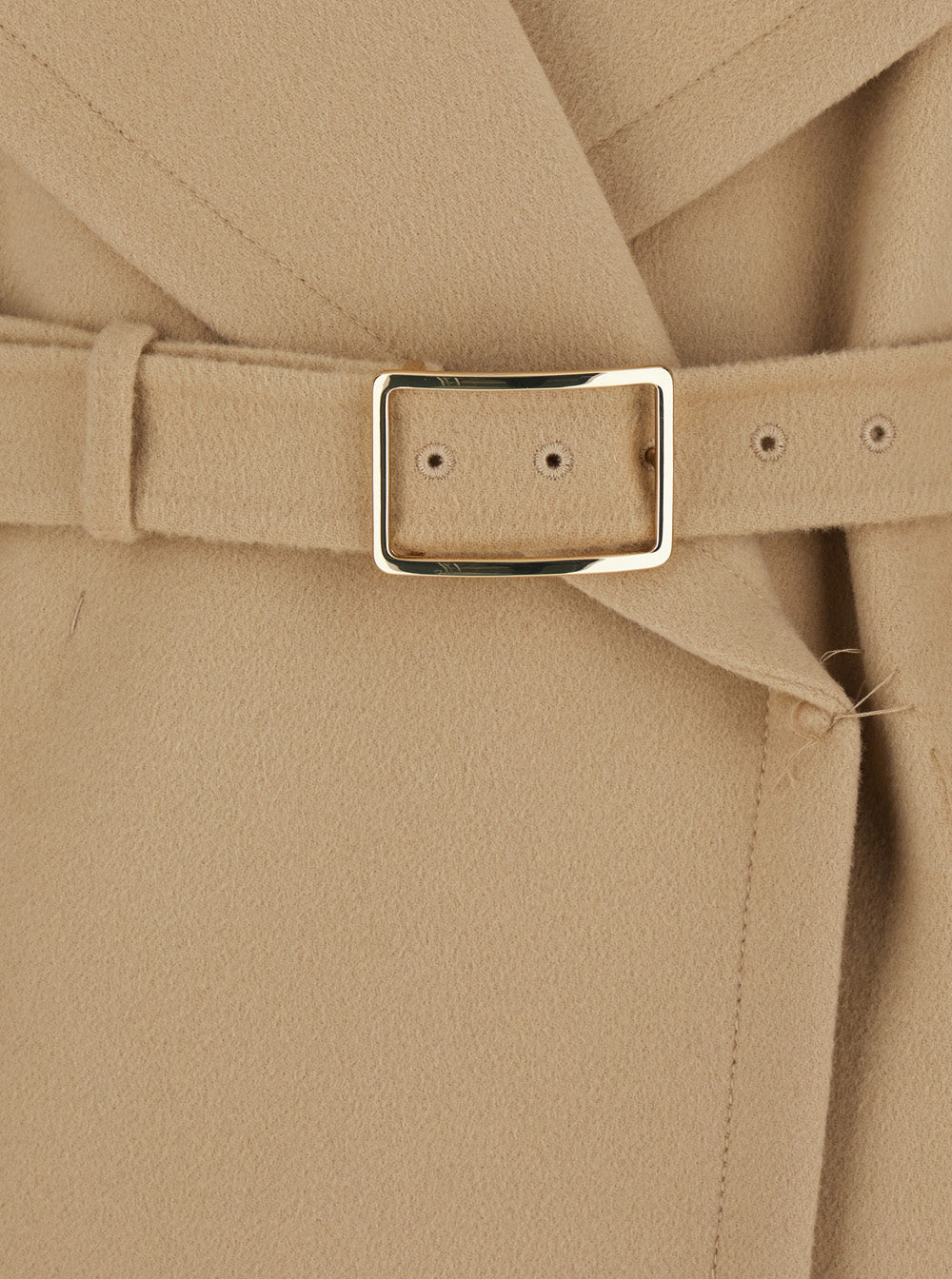 Sportmax Women Beige Coat With Wide Notched Revers And Waist Belt For Women
