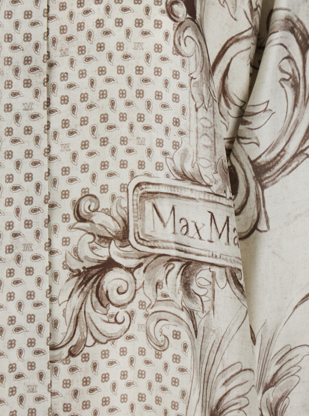 Max Mara Women 'Gardo' White Silk Shirt With All-Over Geometric Print And Logo Lettering On The Front Woman