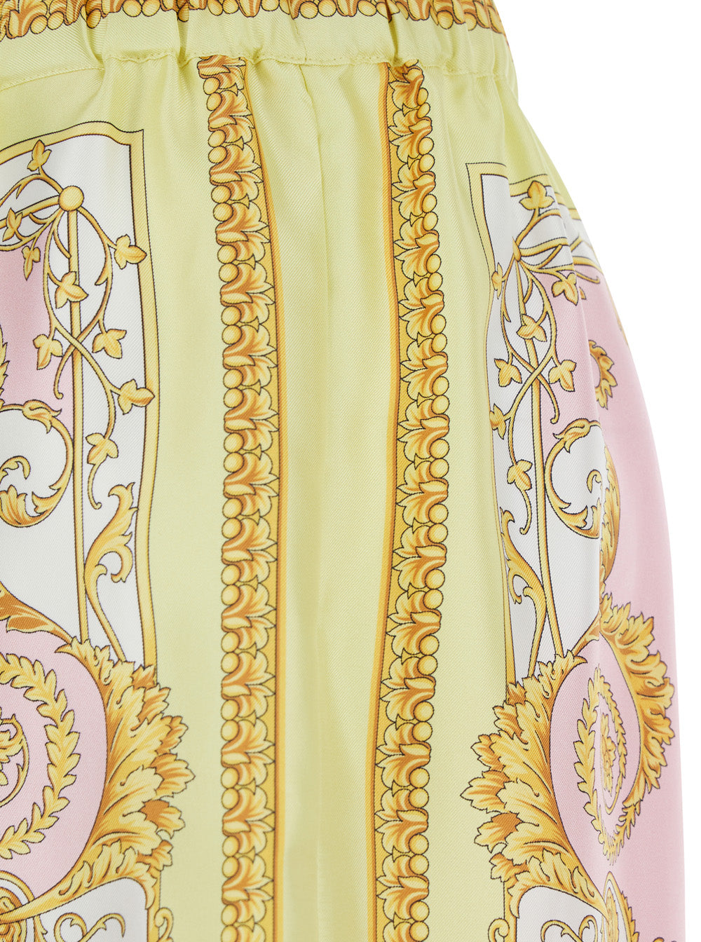 Versace Women Multicolor Pants With Elasticated Waist And All-Over Baroque Print In Silk For Women