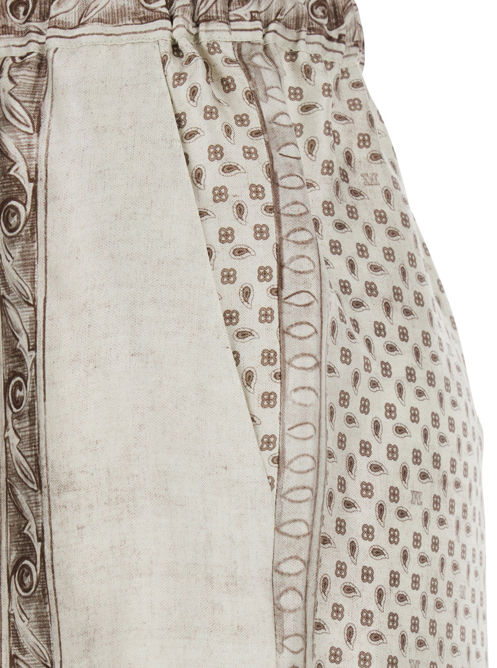 Max Mara Women Beige 'Rive' Pants With All-Over Geometric Print In Silk For Women MAX MARA