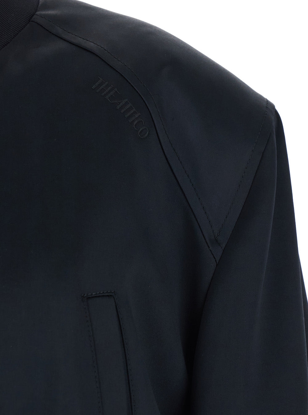The Attico Women Short Bomber Jacket With Tone-On-Tone Logo Embroidery On The Front In Black Viscose For Women THE ATTICO