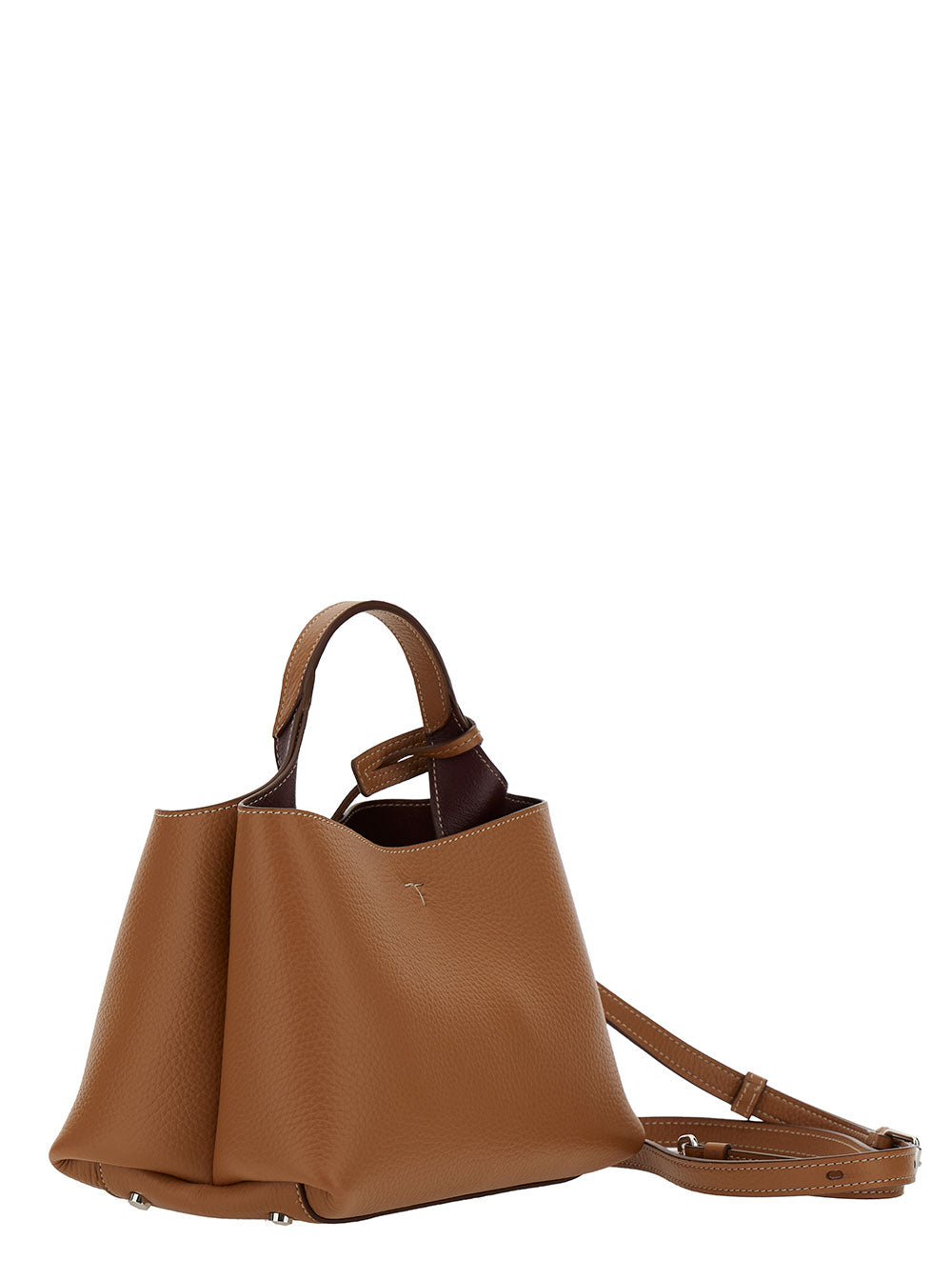 Tod's Women Micro Beige Handbag With Embossed Logo And T Timeless Pendant In Grain Leather Woman TOD'S
