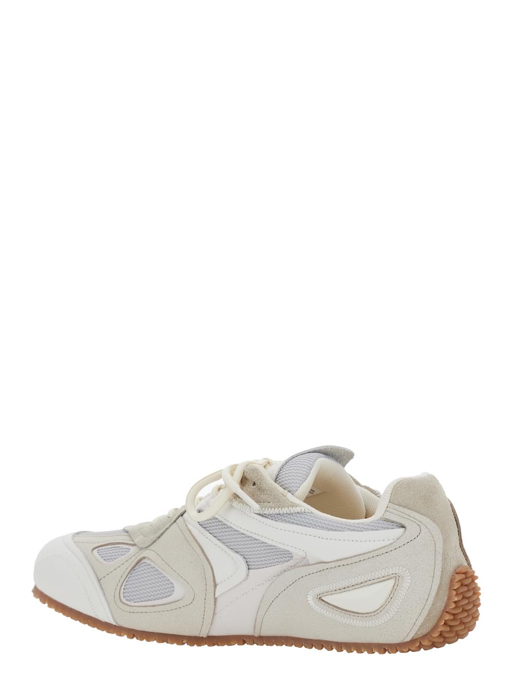 Axel Arigato Men 'Slow Runner' White And Beige Sneaker With Mesh Inserts And Grooved Sole In Leather And Fabric Man AXEL ARIGATO