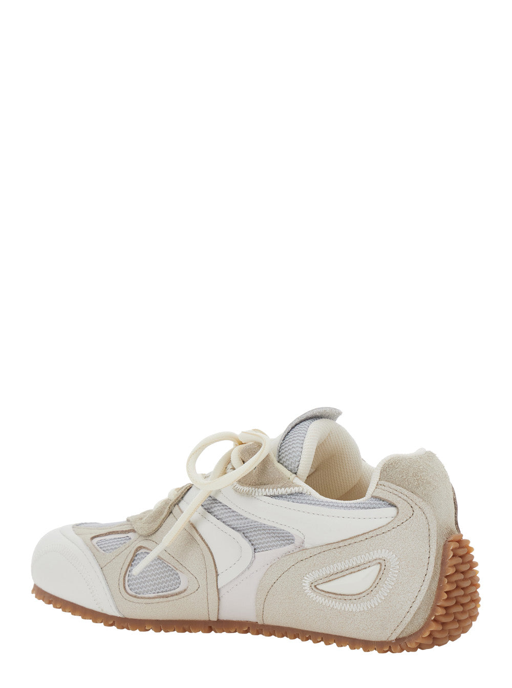 Axel Arigato Women 'Slow Runner' White And Beige Sneaker With Mesh Inserts And Grooved Sole In Leather And Fabric Woman AXEL ARIGATO