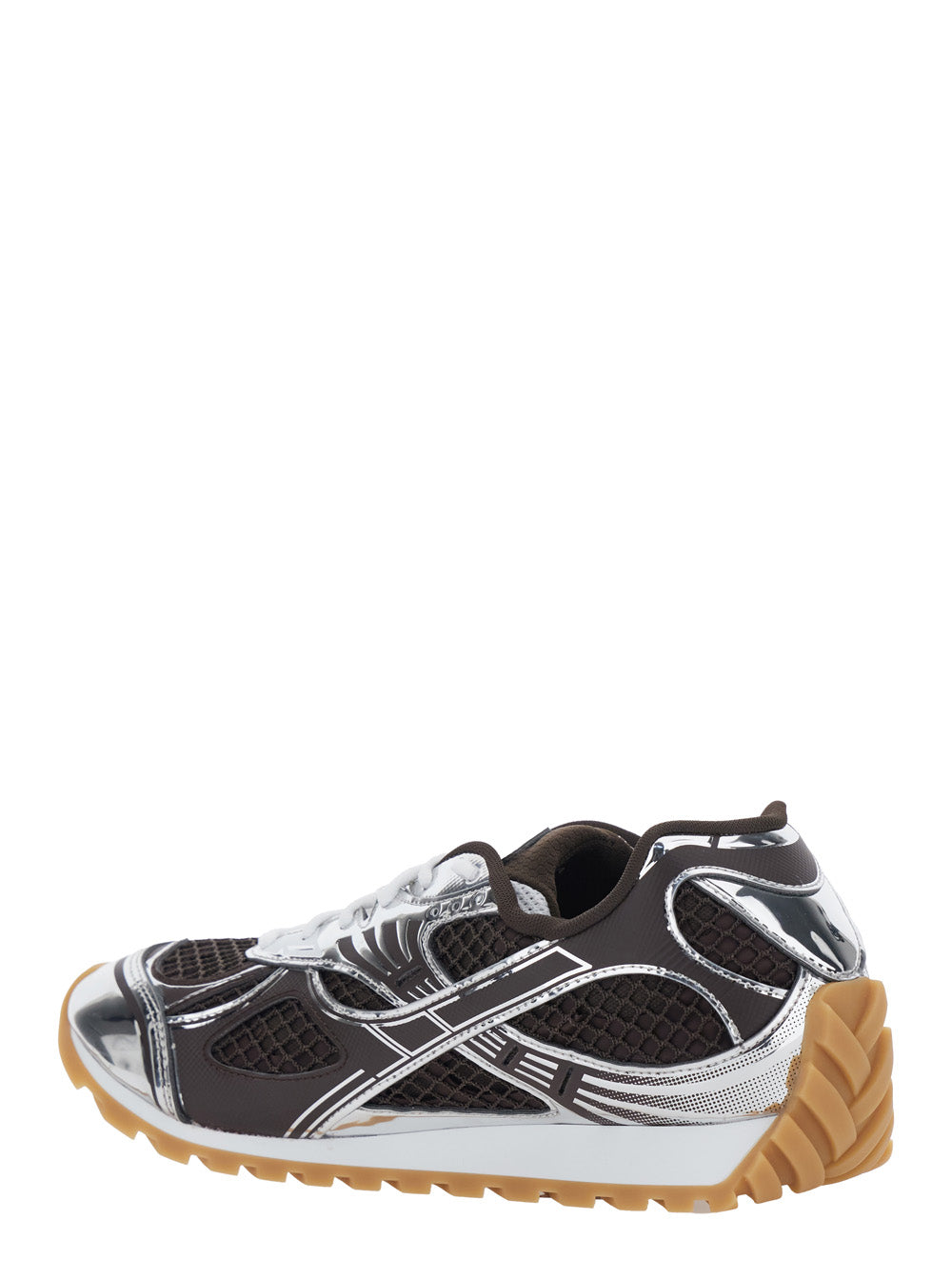 Bottega Veneta Men Brown Sneaker 'Orbit' With Logo Lettering Detail In Tech Fabric Men BOTTEGA VENETA