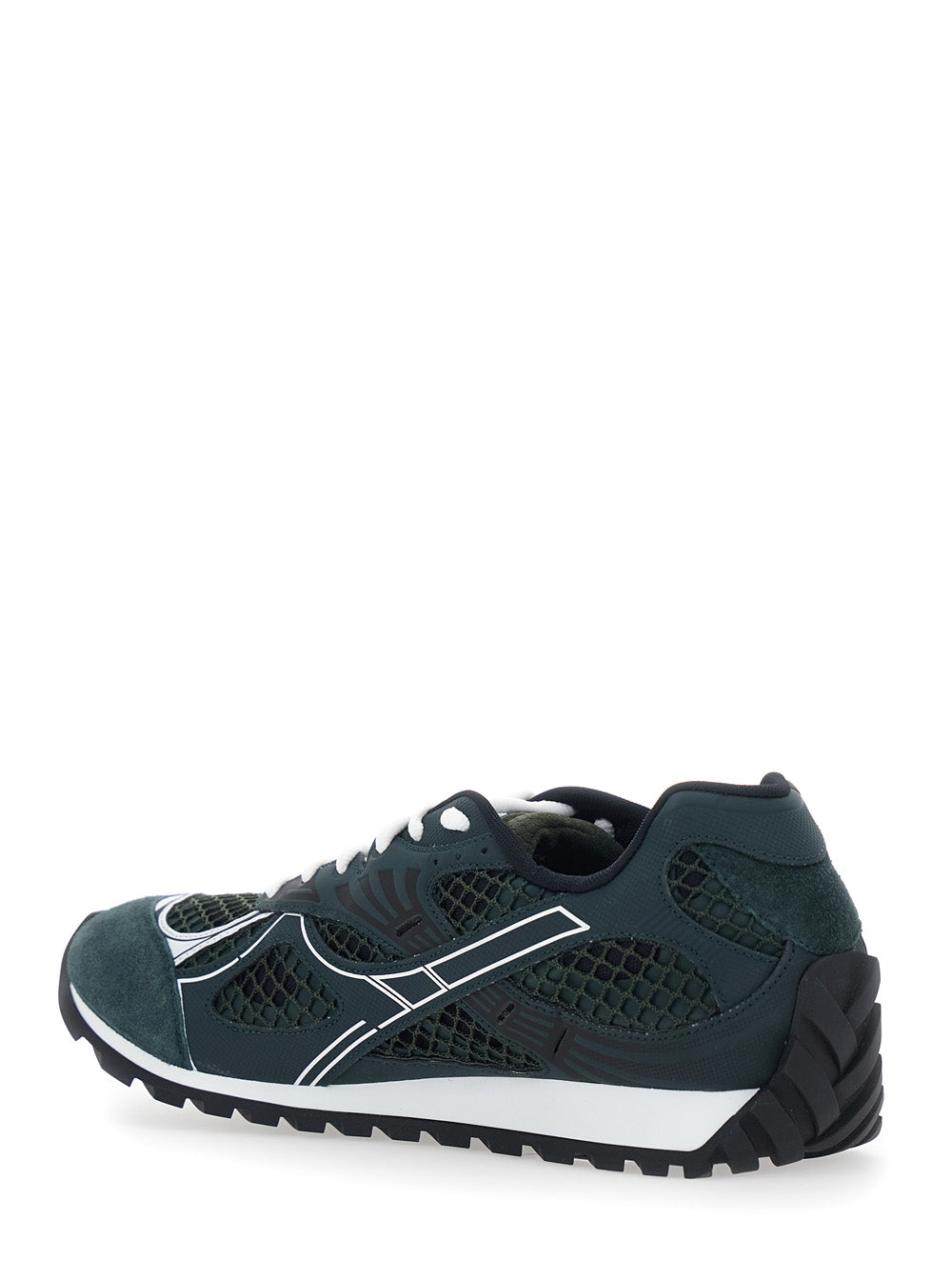 Bottega Veneta Men 'Orbit' Green Sneakers With Logo Lettering Detail In Suede And Tech Fabric For Men BOTTEGA VENETA