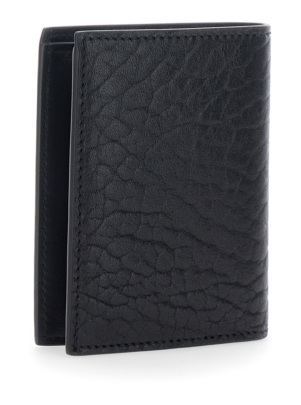 Ferragamo Men Black Bi-Fold Wallet With Gancini Plaque On The Front In Leather Man FERRAGAMO