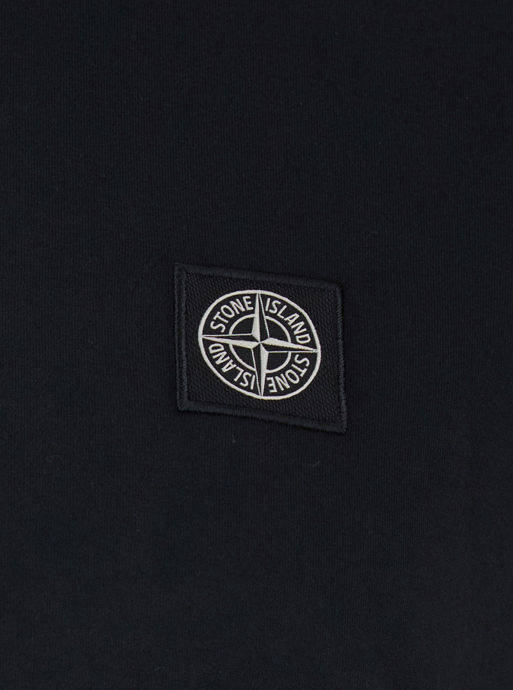 Stone Island Men Black Crew Neck T-Shirt With Logo Patch On The Front In Cotton For Men STONE ISLAND