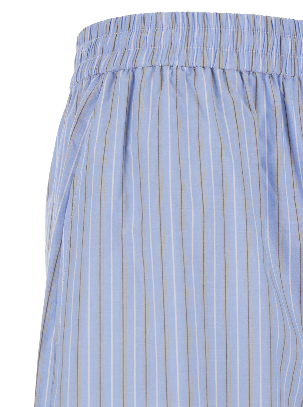 Rotate Women Blue Pants With Elastic Waist And Striped Design In Cotton Poplin For Women ROTATE
