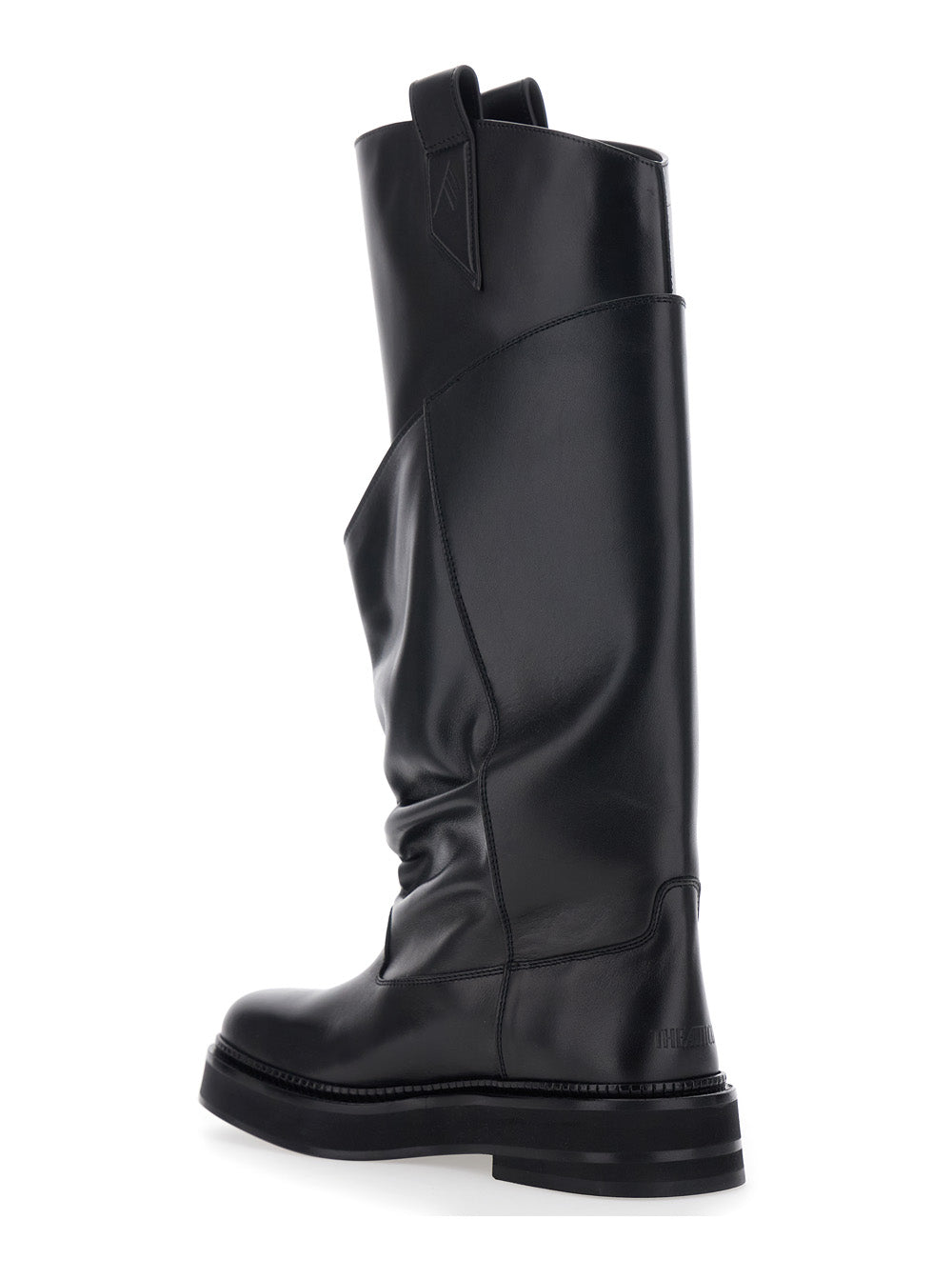 The Attico Women Black 'Passeggiata' Boots With Pull-Tab And Rubber Sole In Leather Woman THE ATTICO