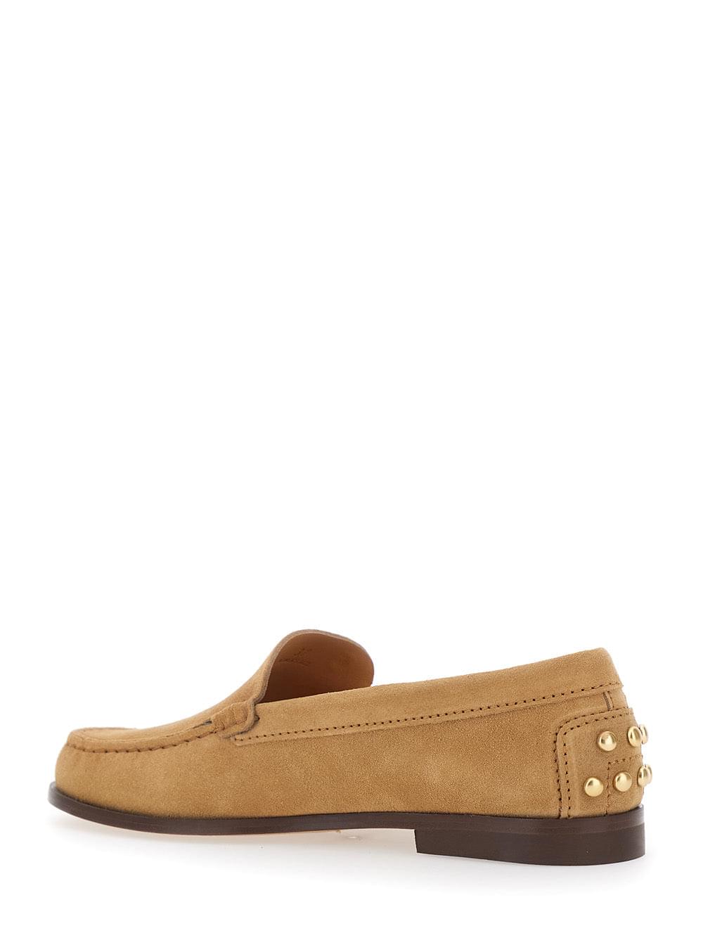 Tod's Women Loafers 'Tod's' Beige With Embossed Logo And Stud Details On The Back In Leather For Women TOD'S