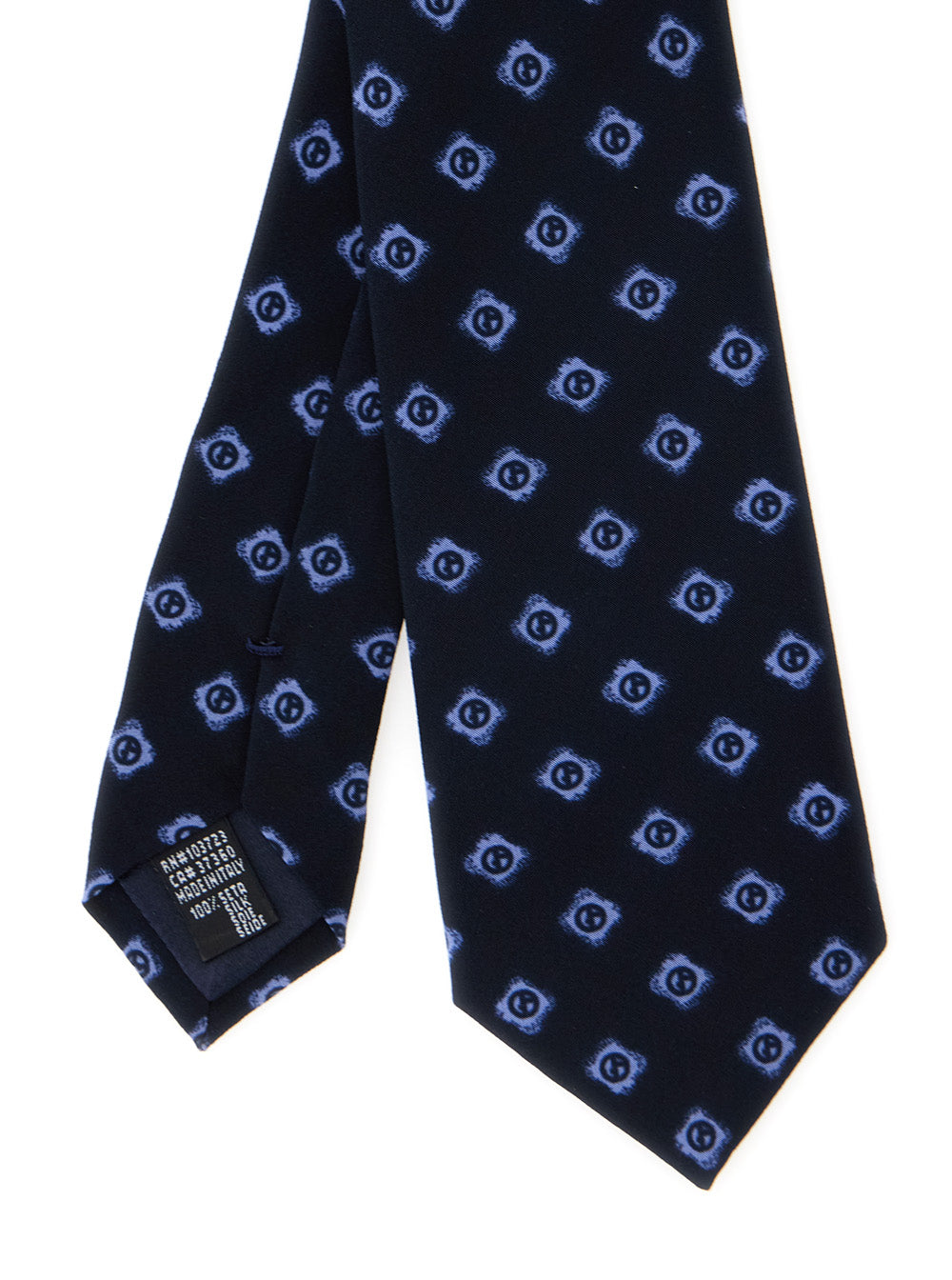 Giorgio Armani Men Blue Silk Tie With All-Over Logo Print Man GIORGIO ARMANI