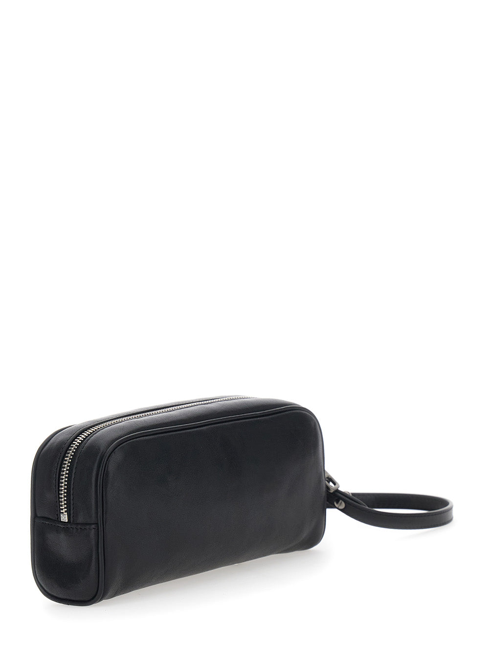 Dolce & Gabbana Men Black Clutch With Wrist Strap And Logo Lettering On The Front In Leather Man DOLCE & GABBANA