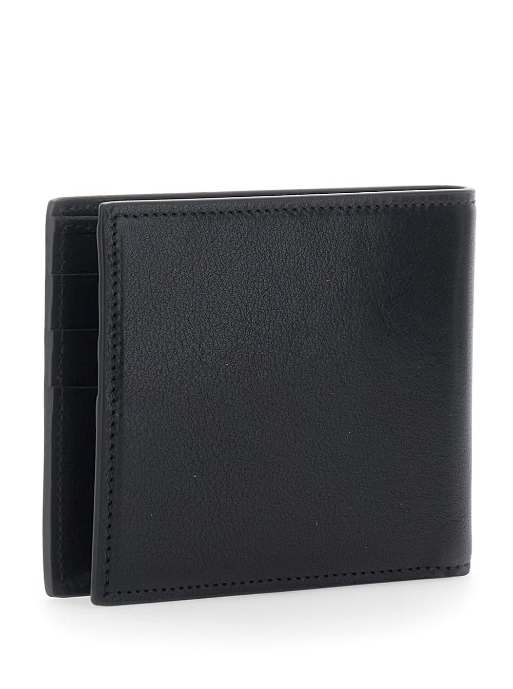 Dolce & Gabbana Men Black Card Bi-Fold Wallet With Logo Plaque On The Front In Leather Man DOLCE & GABBANA