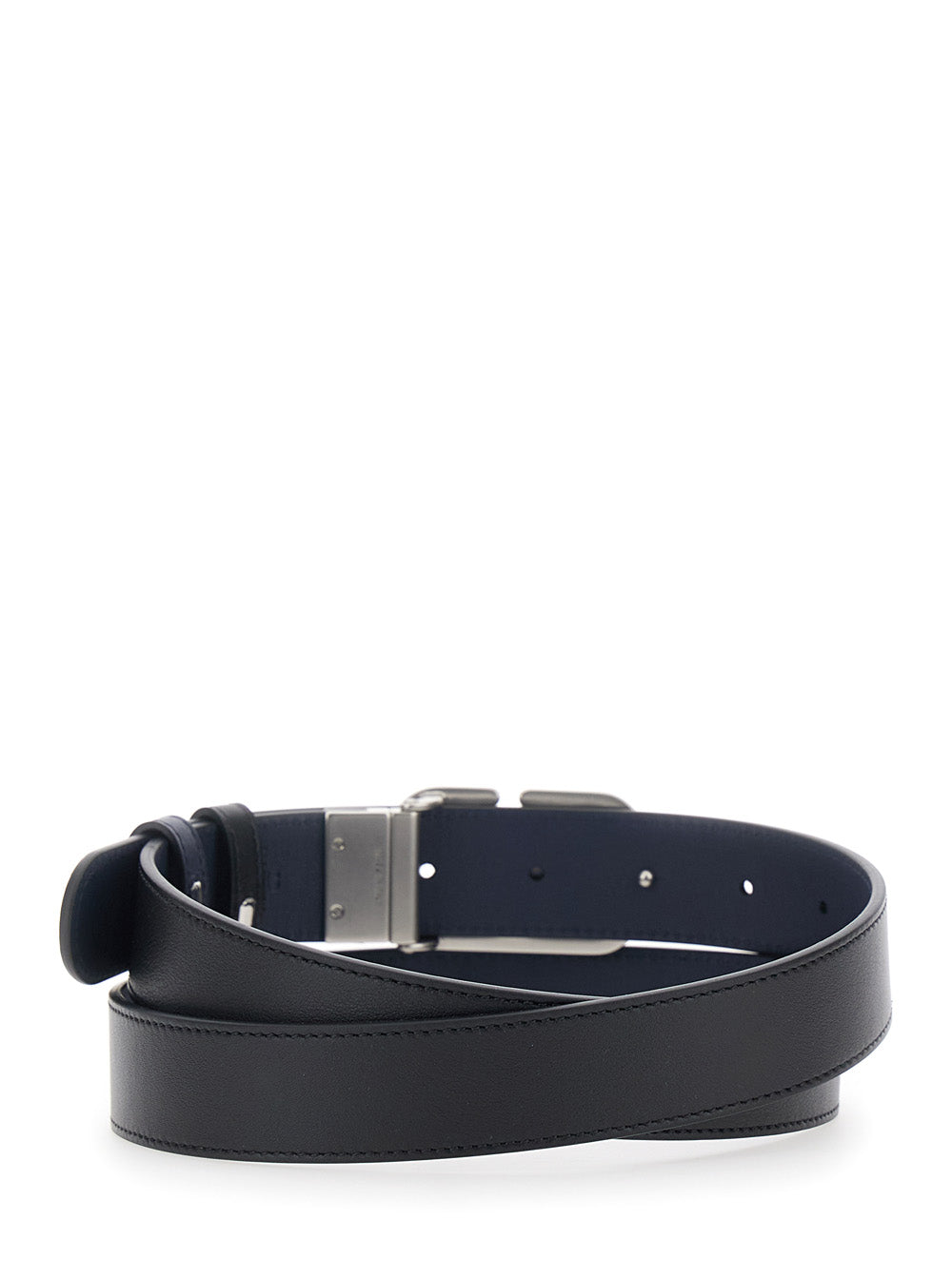 Valentino Garavani Men Black Reversible Belt With Vlogo Buckle On The Front In Leather Man VALENTINO GARAVANI