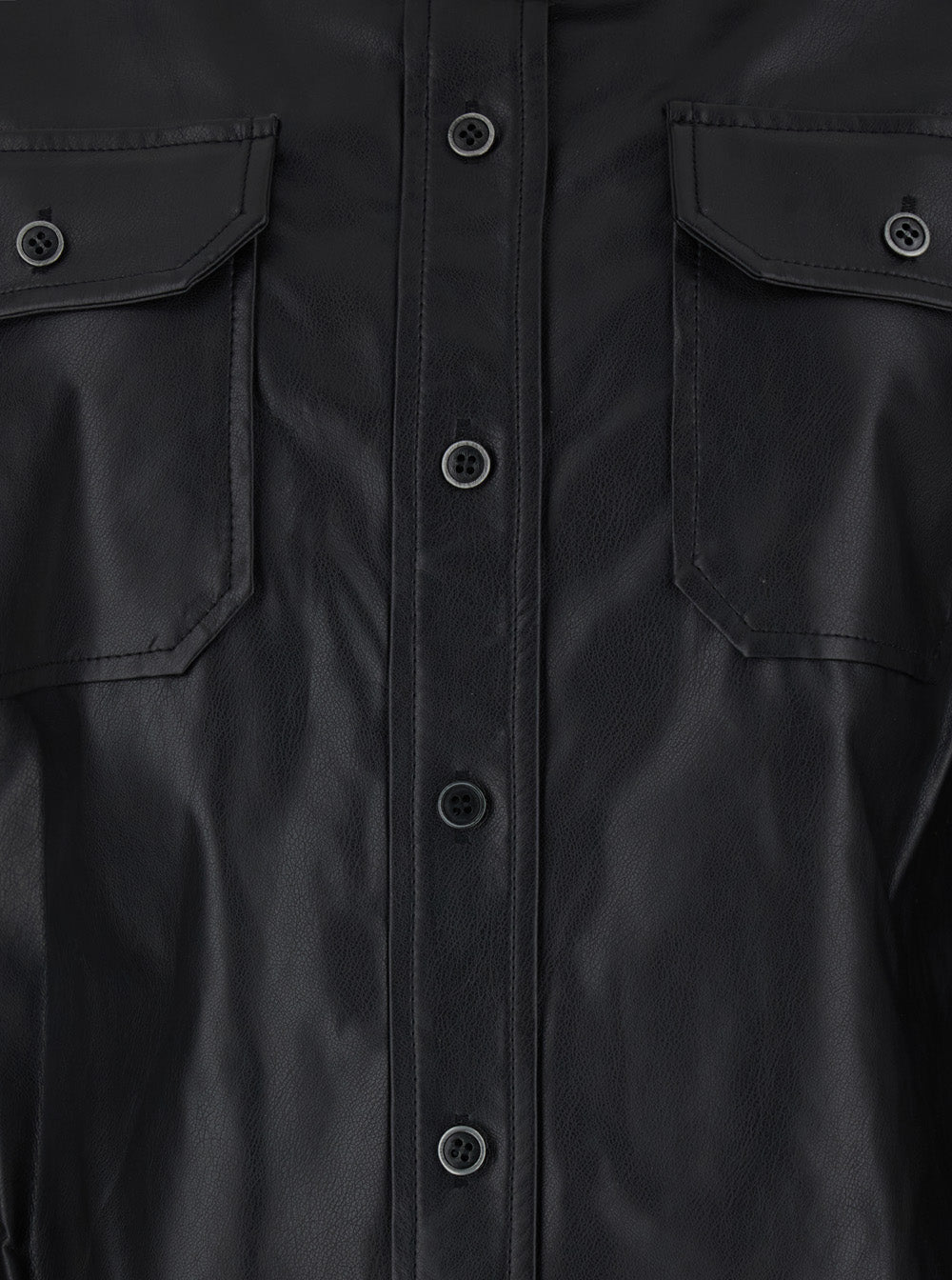 Isabel Marant Etoile Women 'Noee' Black Shirt With Classic Collar And Patch Pockets On The Front In Ecoleather For Women ISABEL MARANT ETOILE