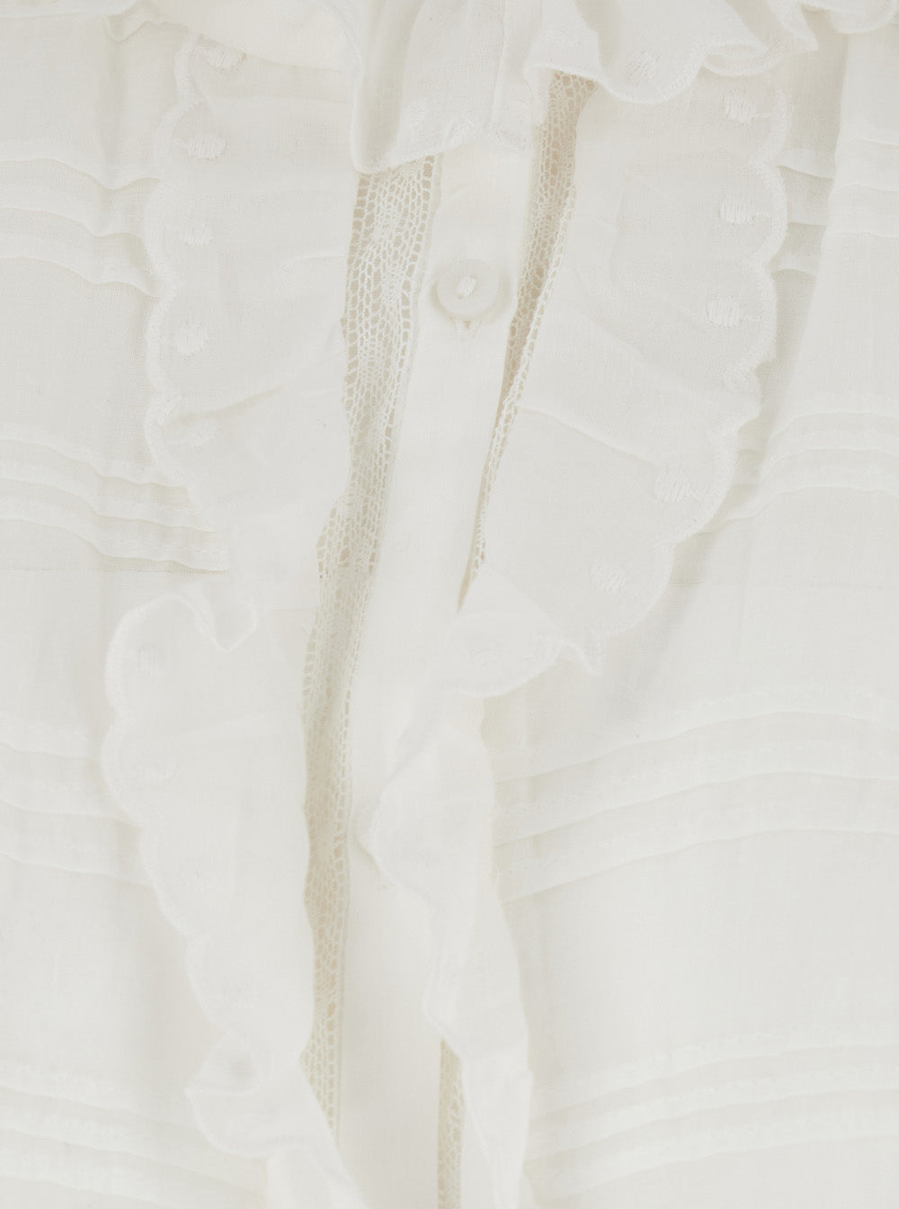 Isabel Marant Etoile Women Blouse 'Peline' With Choker Neckline And Details In Lace And Cotton Pleats White Women ISABEL MARANT ETOILE