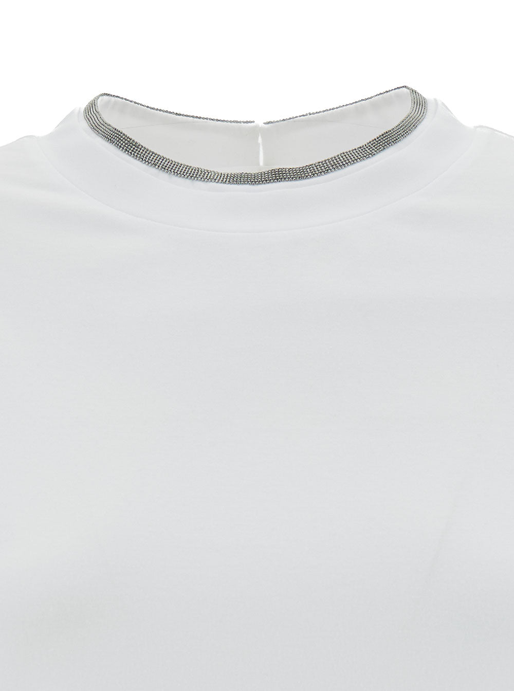 Brunello Cucinelli Women T-Shirt With Monile Detail In White Cotton For Women