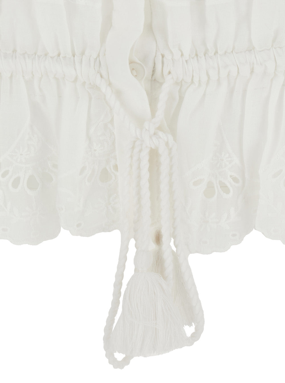 Isabel Marant Etoile Women 'Polly' White Blouse With Choker Neckline And Adjustable Waist With Drawstring And Pom Pom In Cotton Woman ISABEL MARANT ETOILE