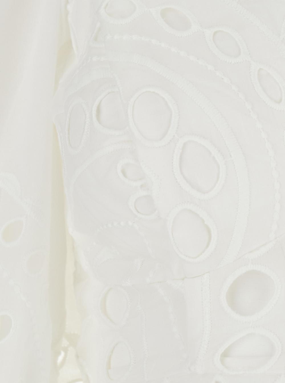 Charo Ruiz Women 'Luna' White Top With Deep Neckline And Intricate Embroidery In Cotton Blend For Women CHARO RUIZ