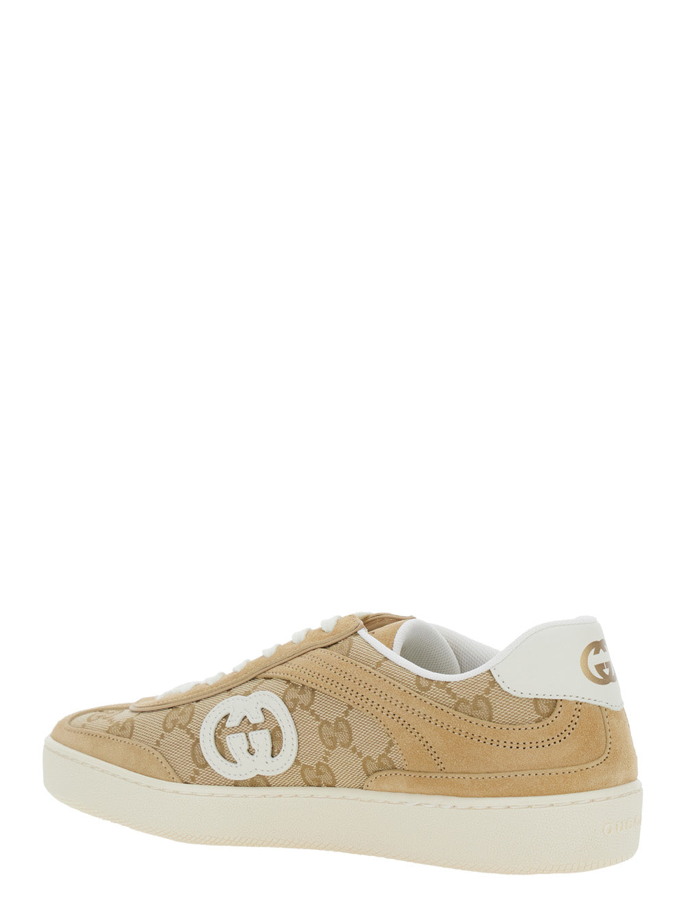 Gucci Women 'G75' Beige Sneaker With All-Over Gg Motif And Side Logo In Suede Woman GUCCI
