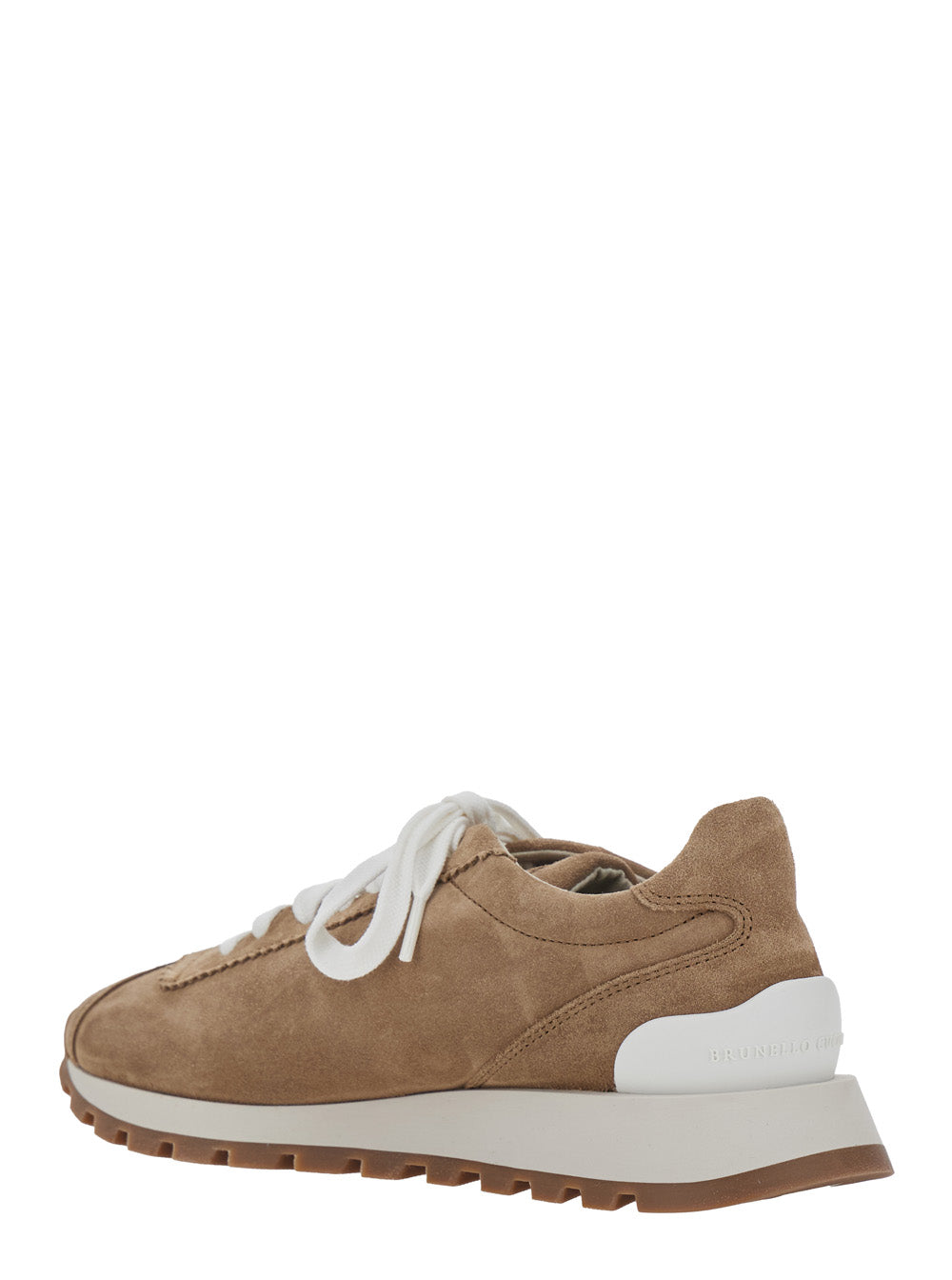 Brunello Cucinelli Women Brown Low Top Sneakers With Monil Detail On The Side And Logo Lettering On The Tongue In Suede Woman BRUNELLO CUCINELLI