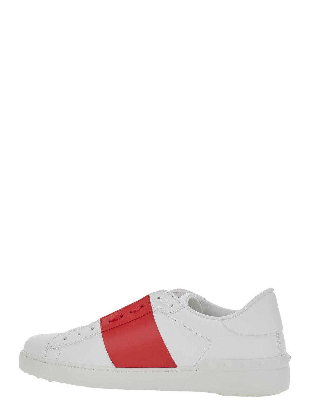 Valentino Garavani Men White Low Top Sneakers With Logo Tag And Rockstud Detail On The Back In Leather Man VALENTINO GARAVANI