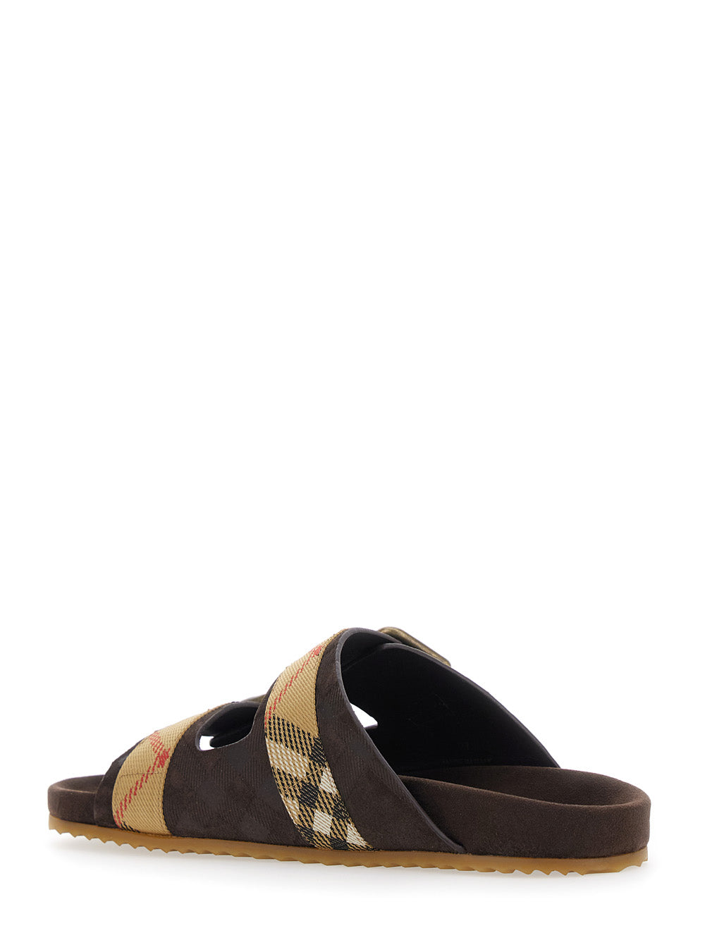 Burberry Women 'Urchin' Brown Sandals With Adjustable Buckle And Check Motif In Leather For Women BURBERRY