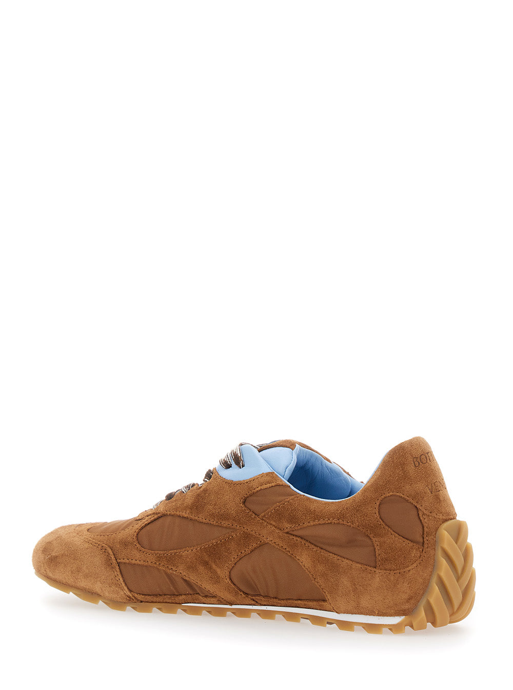 Bottega Veneta Women 'Orbit Flash' Brown Sneakers With Logo Lettering Detail On The Pull-Tab In Suede And Fabric For Women BOTTEGA VENETA