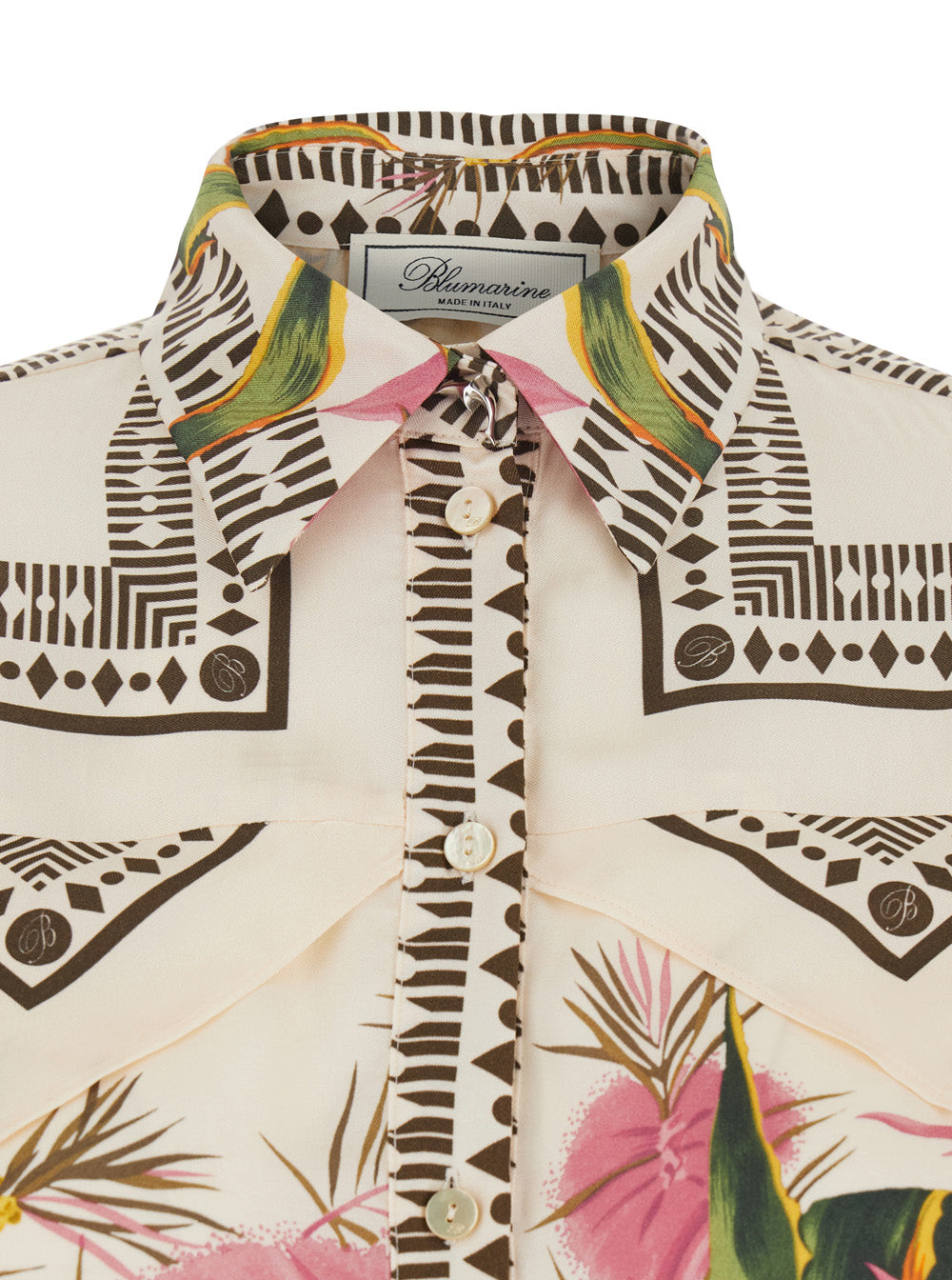 Blumarine Women Multicolor Shirt With Pointed Collar And All-Over Floral Print In Viscose For Women BLUMARINE