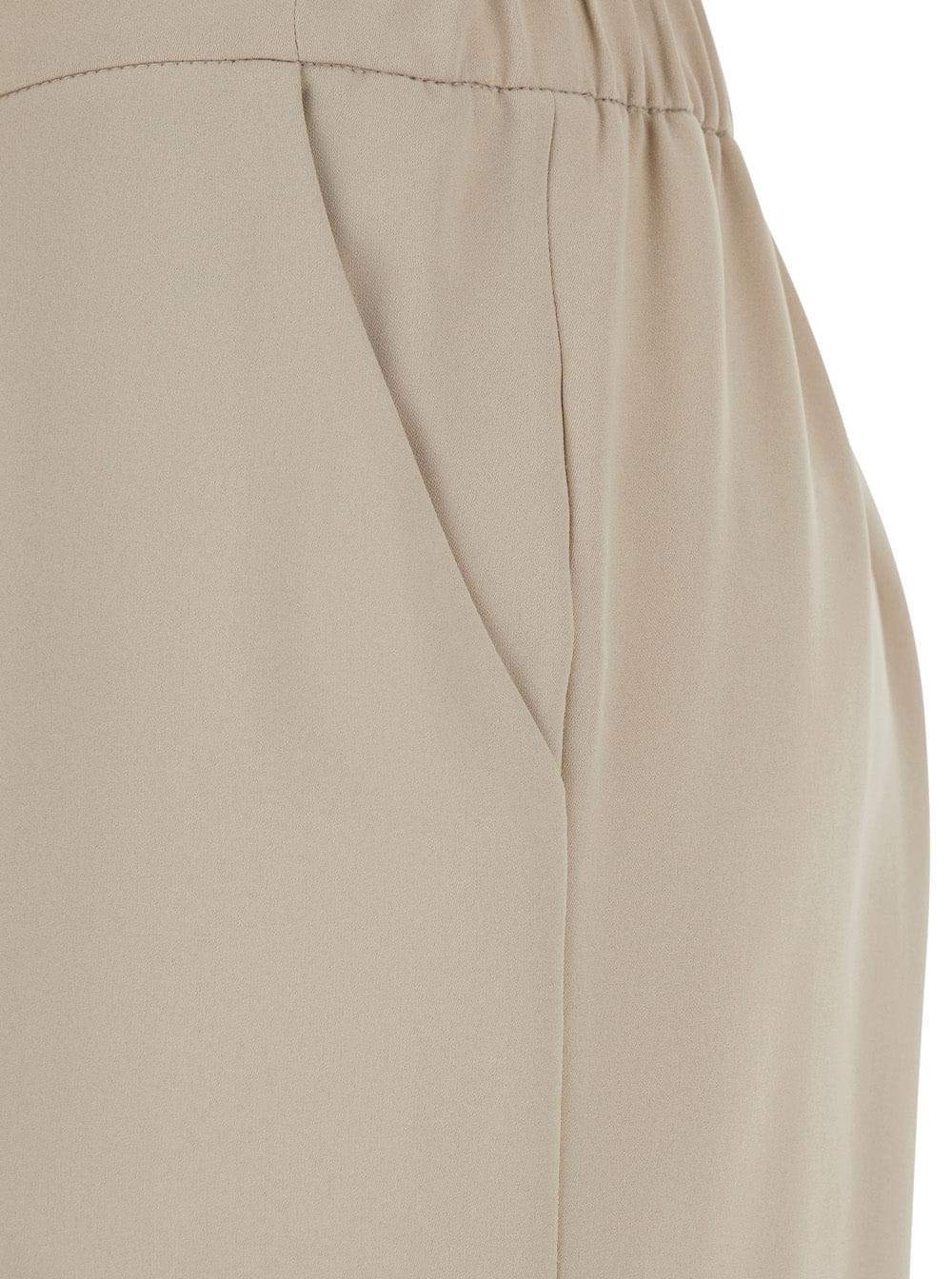 P.A.R.O.S.H. Women Beige Pants With Elastic Waist And Wide Leg In Fabric Woman P.A.R.O.S.H.