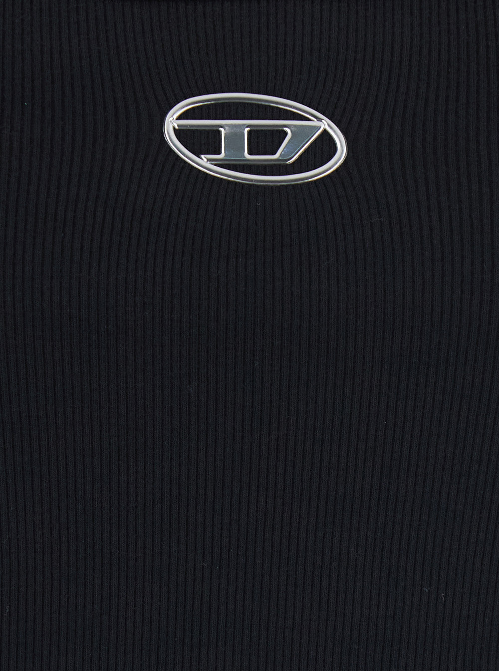 Diesel Women Black Top With Thin Straps And Dlogo Plaque On The Front In Cotton Woman DIESEL