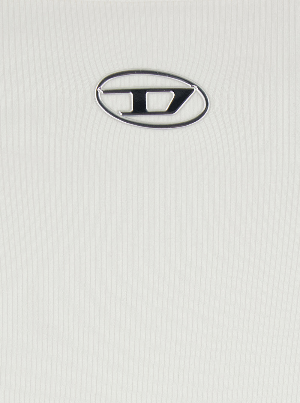 Diesel Women White Top With Thin Straps And Dlogo Plaque On The Front In Cotton Woman DIESEL