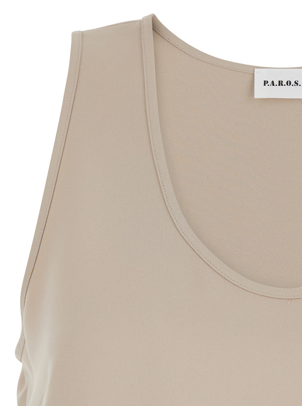 P.A.R.O.S.H. Women Sleeveless Top With Round Neck In Beige Fabric For Women P.A.R.O.S.H.