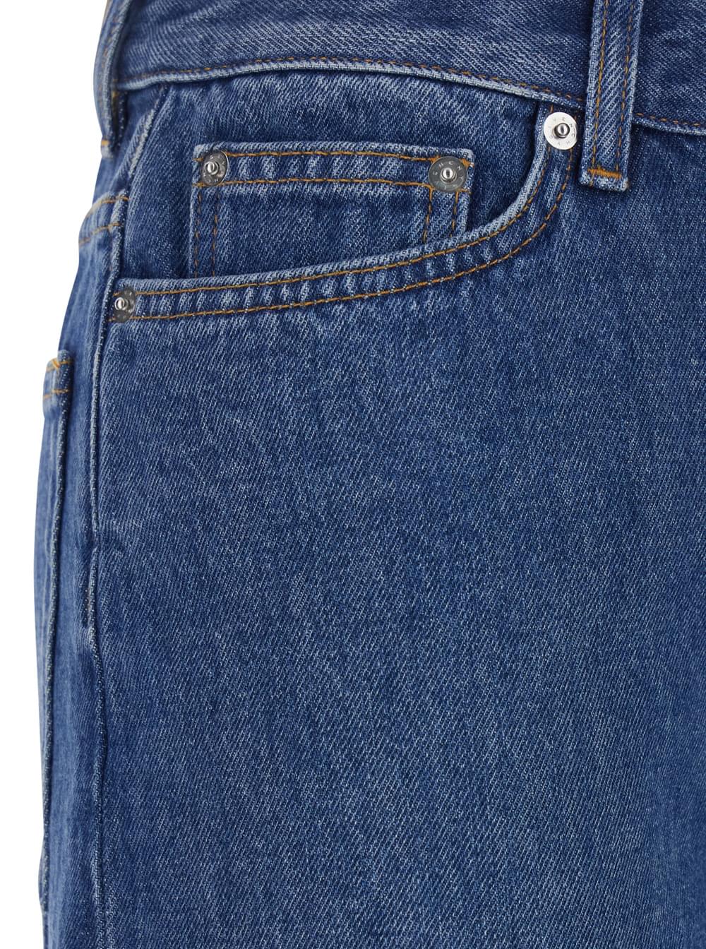 Givenchy Women Blue Pants With Belt Loops And Logo Patch On The Rear In Denim Woman GIVENCHY