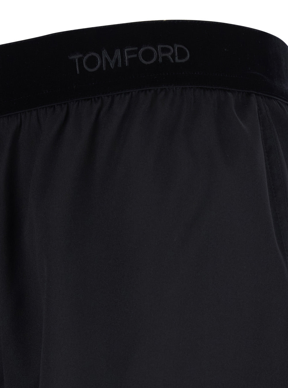 Tom Ford Women Black Shorts With Elastic Waist With Logo Lettering In Silk Stretch Woman TOM FORD