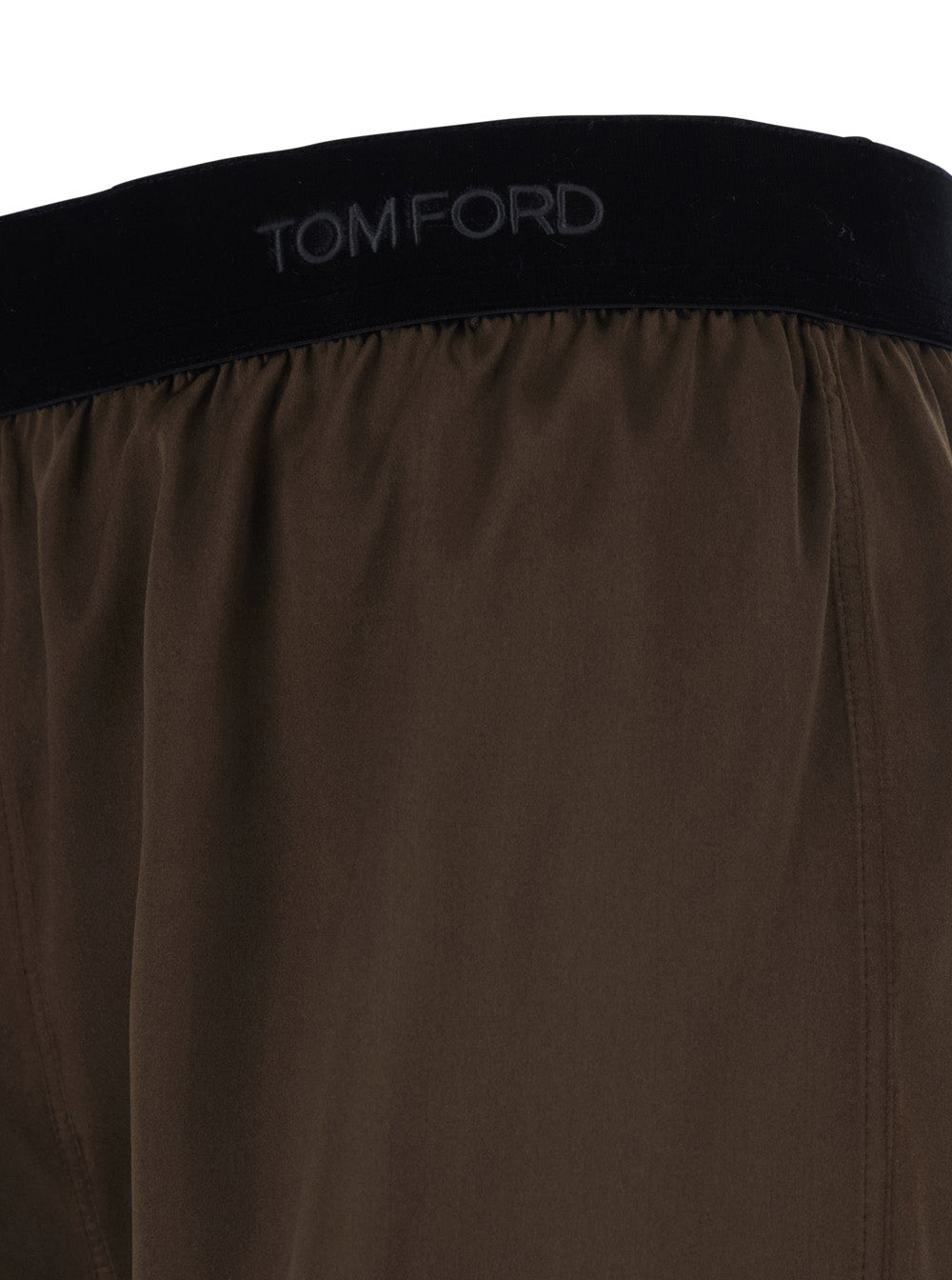 Tom Ford Women Brown Shorts With Logo Lettering And Elastic Waist In Stretch Silk For Women TOM FORD