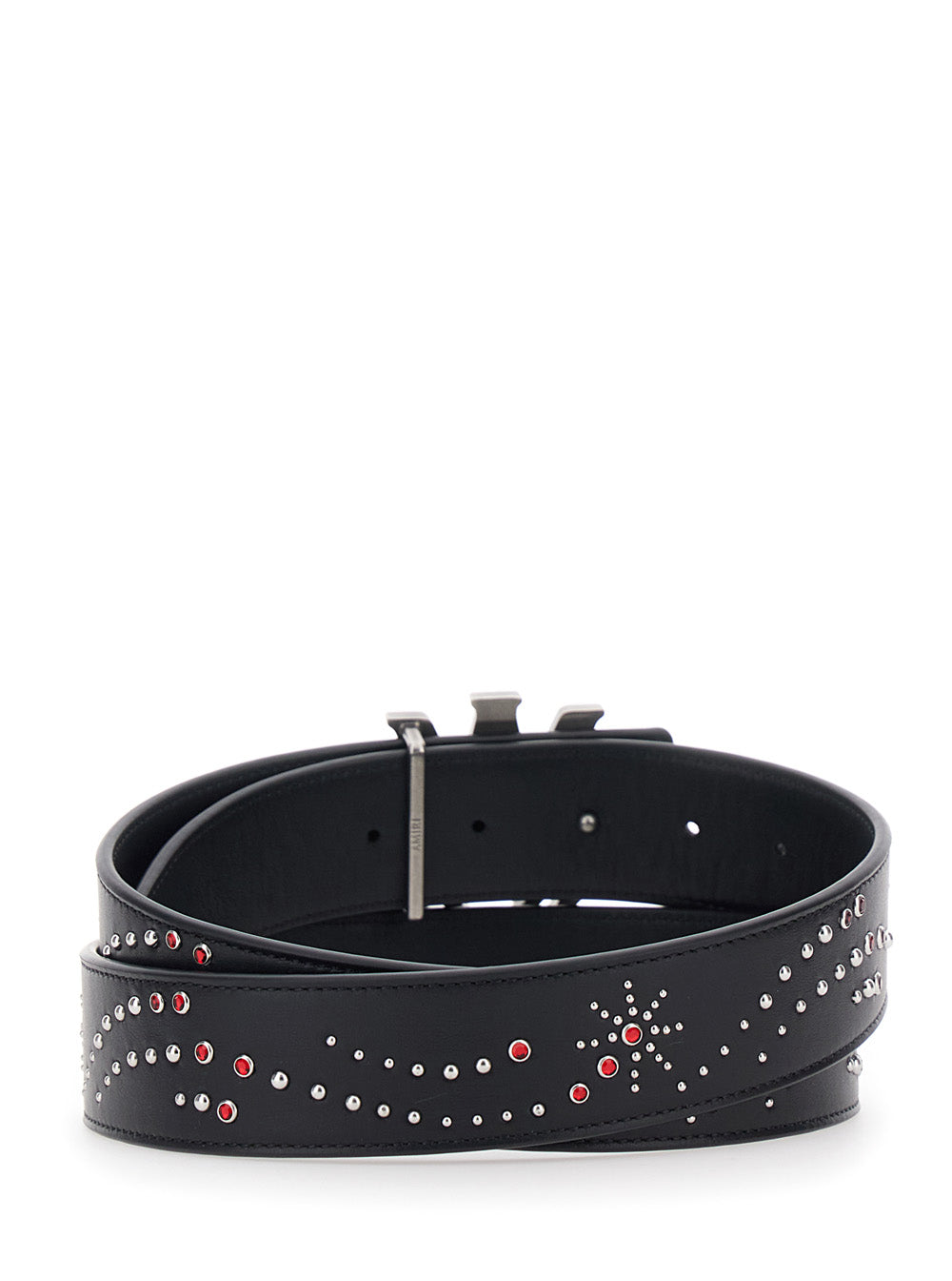 Amiri Men Belt With Logo Buckle Closure On The Front And All-Over Stud Decoration In Black Leather For Men AMIRI