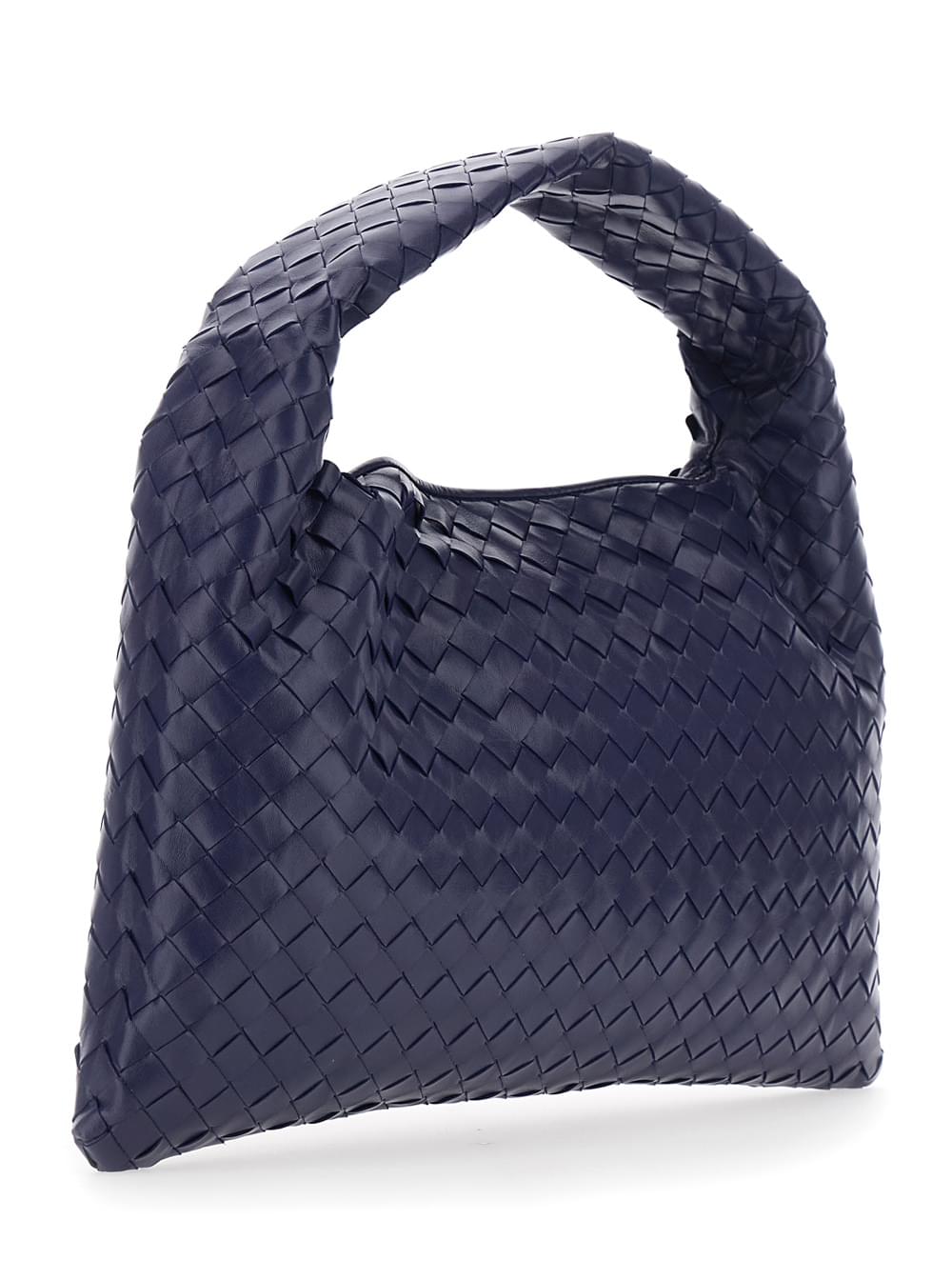 Bottega Veneta Women 'Hop' Blue Shoulder Bag With Intreccio Motif In Leather Woman BOTTEGA VENETA