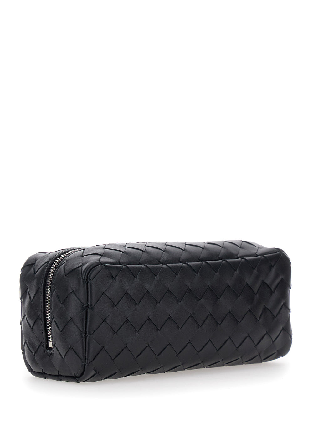 Bottega Veneta Men 'Avenue' Black Clutch Bag With All-Over Intreccio Motif In Leather Man BOTTEGA VENETA