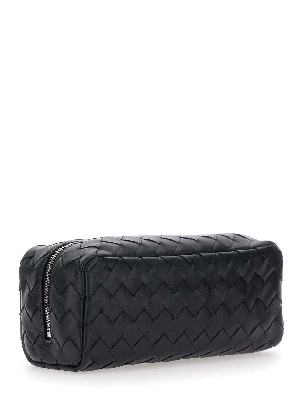 Bottega Veneta Men Avenue' Clutch With All-Over Intreccio Motif In Black Leather For Men BOTTEGA VENETA