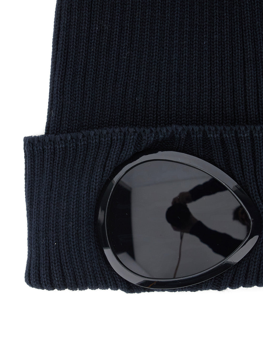 C.P. Company Men Blue Knit Beanie With Google Detail On The Front In Cotton Man C.P. COMPANY