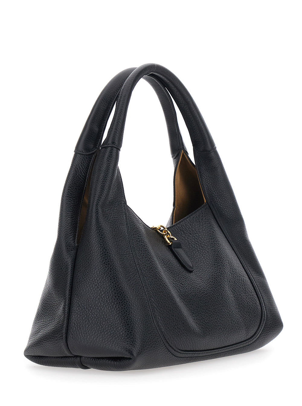 Gucci Women Black Shoulder Bag 'Softbit Grande' With Maxi Horsebit In Hammered Leather For Women GUCCI