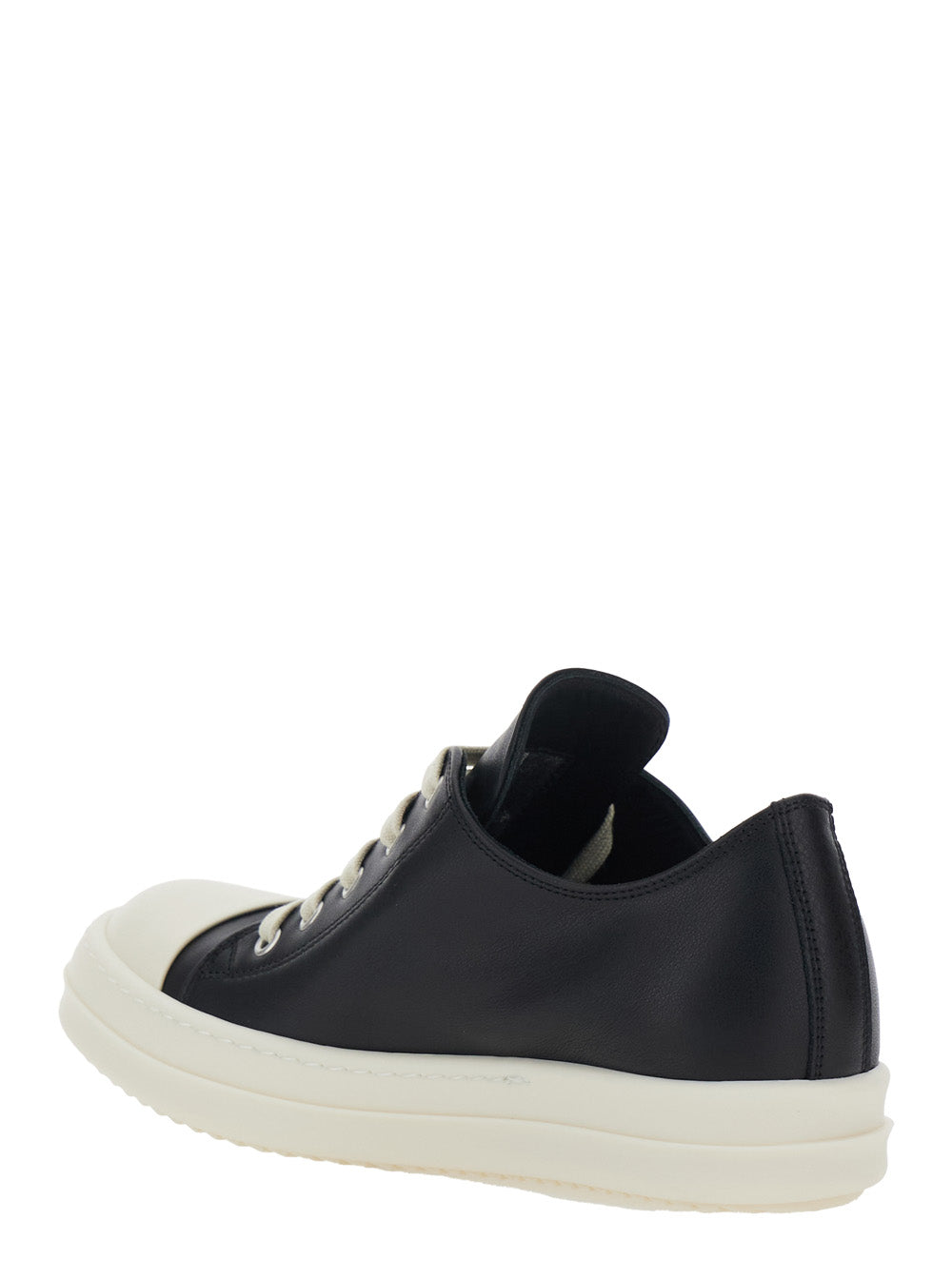 Rick Owens Women Black Low Top Sneakers With Round Toe In Leather Woman RICK OWENS