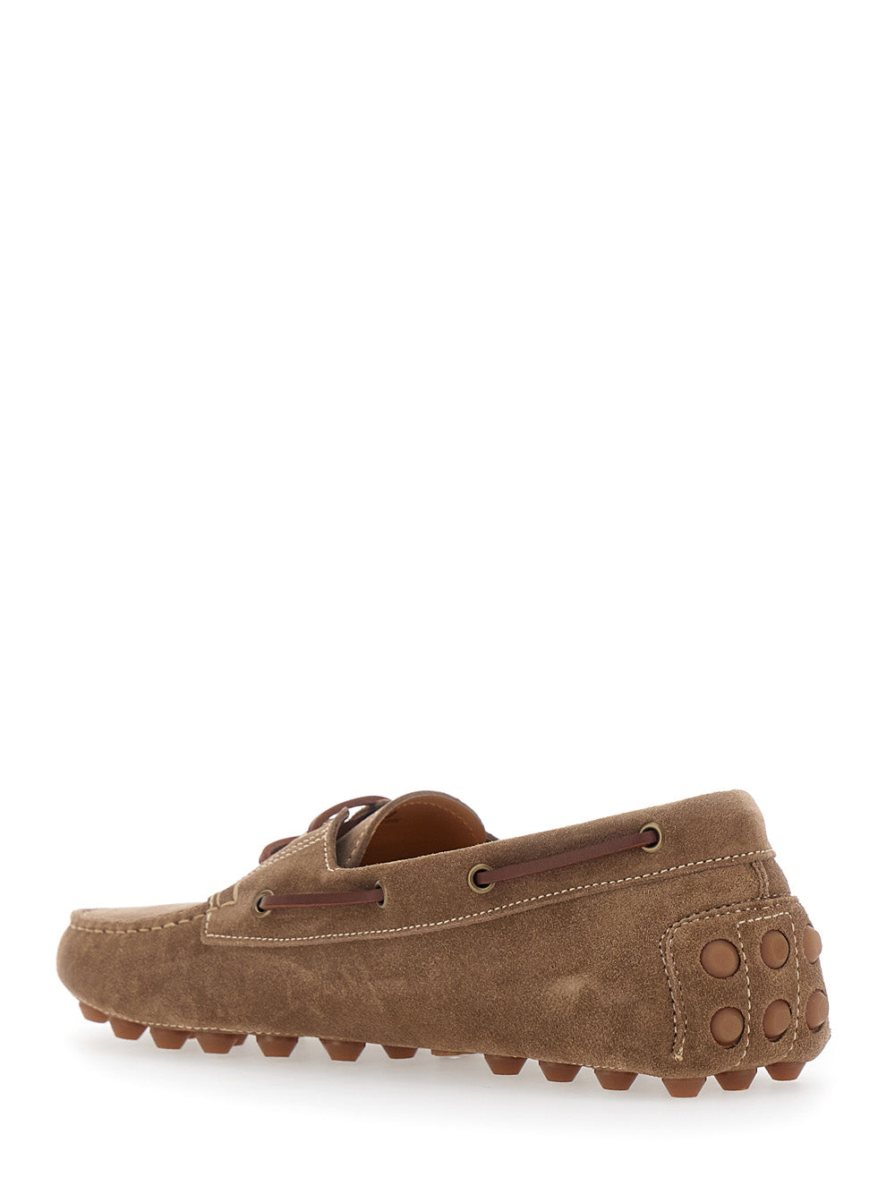 Tod's Men Loafers 'Bubble Gommino' With Contrast Stitching In Brown Suede For Men TOD'S
