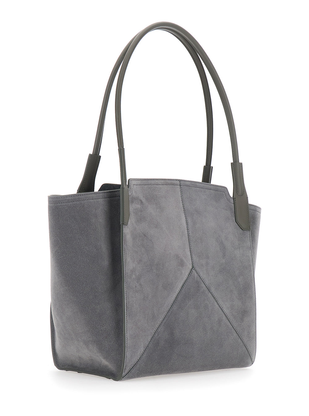 Victoria Beckham Women 'Victoria Small' Grey Tote Bag With Embossed Logo Lettering On The Front In Suede Woman VICTORIA BECKHAM