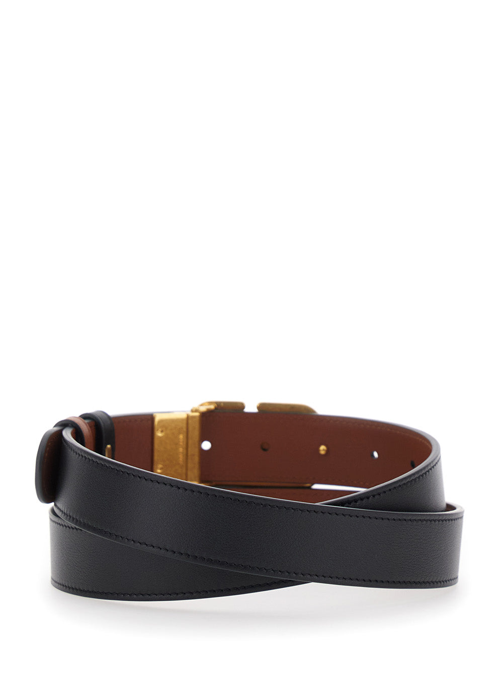 Valentino Garavani Men Black Reversible Belt With Vlogo Buckle On The Front In Leather Man VALENTINO GARAVANI